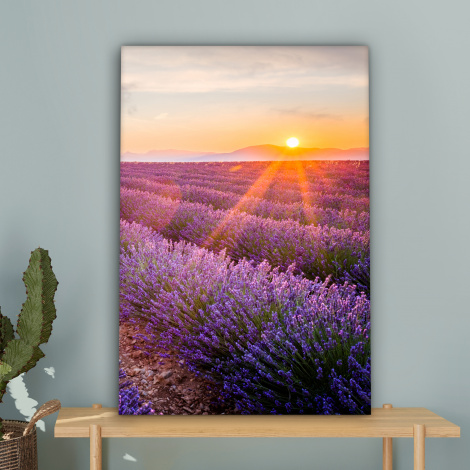 Canvas schilderij - Lavendel - Zonsondergang - Bloemen-4
