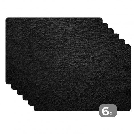 Tischset (6er Set) - Schwarzer Lederhintergrund - schwarz und weiß - 45x30 cm-thumbnail-1