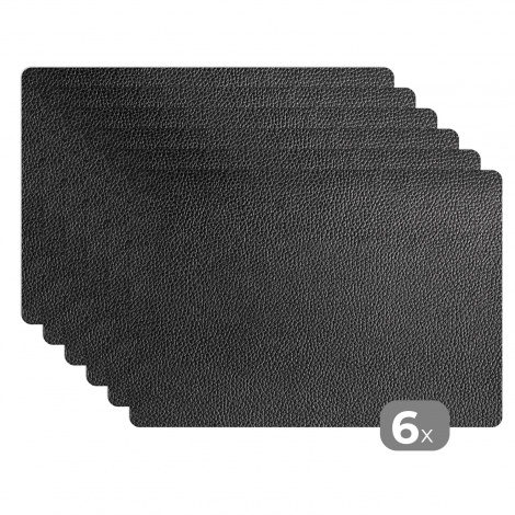 Tischset (6er Set) - Schwarze Lederstruktur - schwarz und weiß - 45x30 cm-thumbnail-1