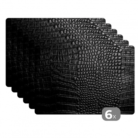 Premium placemats (6 stuks) - Donkergrijze lederen achtergrond - zwart wit - 45x30 cm-thumbnail-1