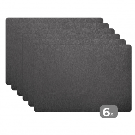 Premium placemats (6 stuks) - Donkere lederen structuur - zwart wit - 45x30 cm