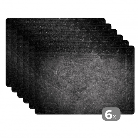 Premium placemats (6 stuks) - Antieke lederen structuur - zwart wit - 45x30 cm