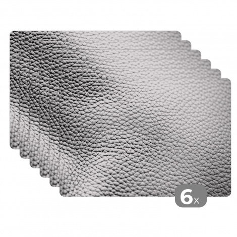Premium placemats (6 stuks) - Grijze lederen achtergrond - zwart wit - 45x30 cm-1
