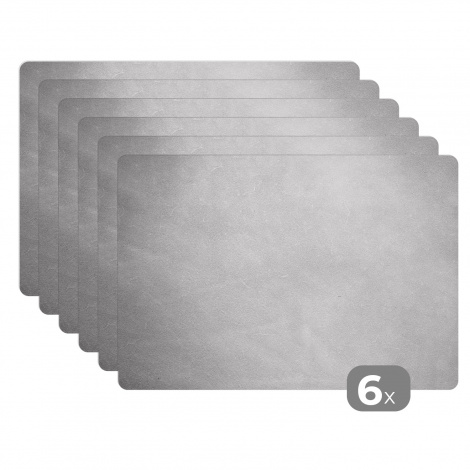 Premium placemats (6 stuks) - Lederen structuur in een lichte kleur - zwart wit - 45x30 cm-1