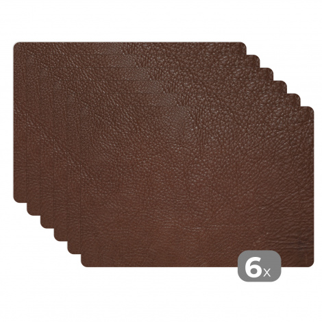 Premium placemats (6 stuks) - Bruine lederen structuur - 45x30 cm