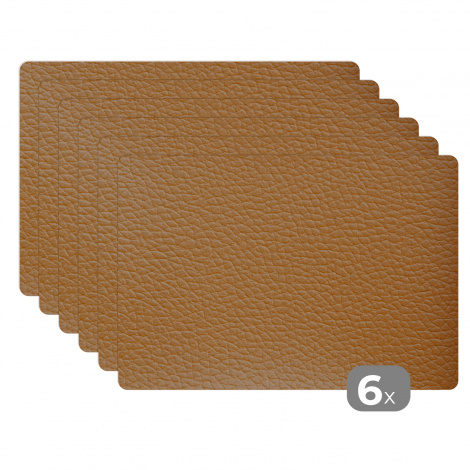 Premium placemats (6 stuks) - Okerkleurige lederen structuur - 45x30 cm