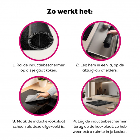 Inductiebeschermer - Leer - Lederlook - Zwart-7