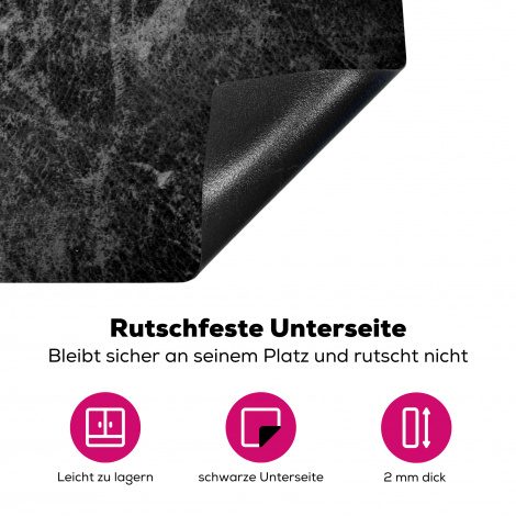 Herdabdeckplatte - Leder - Lederoptik - Schwarz-4
