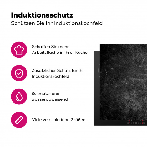 Herdabdeckplatte - Leder - Lederoptik - Schwarz-3