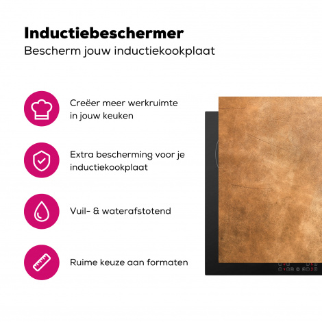 Inductiebeschermer - Leer - Structuur - Lederlook - Bruin-3