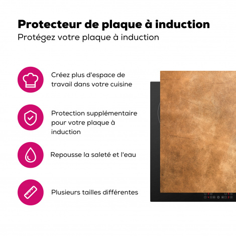 Protège-plaque à induction - Cuir - Texturé - Aspect cuir - Marron-3