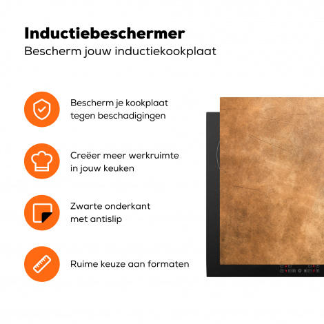 Inductiebeschermer - Leer - Structuur - Lederlook - Bruin-3