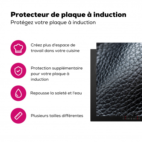 Protège-plaque à induction - Cuir - Texture - Noir - Clair-3
