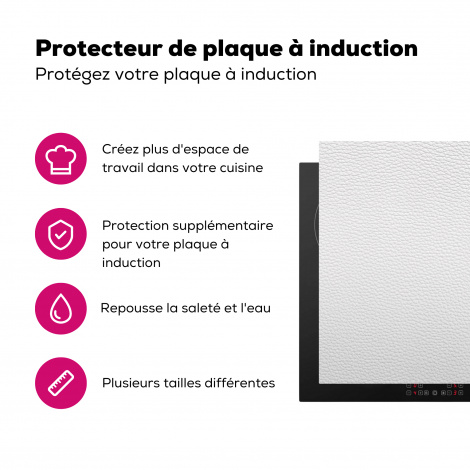 Protège-plaque à induction - Cuir - Texturé - Aspect cuir - Blanc-3
