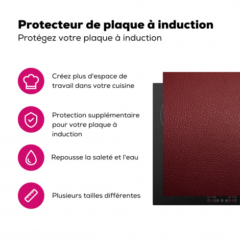 Protège-plaque à induction - Cuir - aspect cuir - rouge - clair-3