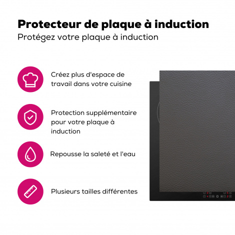Protège-plaque à induction - Cuir - Texturé - Aspect cuir - Gris-3