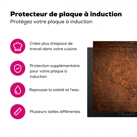 Protège-plaque à induction - Cuir - Texture - Marron - Orange-3
