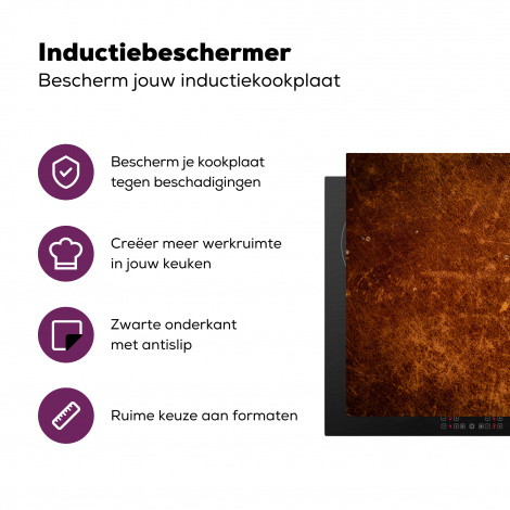 Inductiebeschermer - Leer - Lederlook - Bruin - Oranje-3