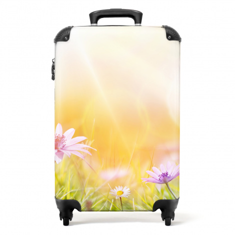 Koffer - Bloemen - Lente - Zon - Roze - Gras