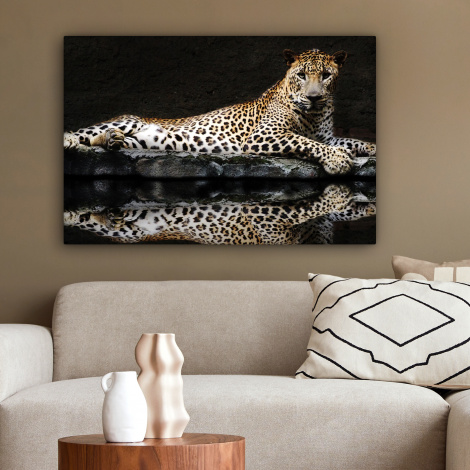 Leinwandbild - Leopard - Wasser - Wald-2