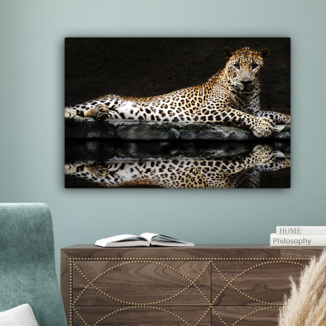 Leinwandbild - Leopard - Wasser - Wald-4