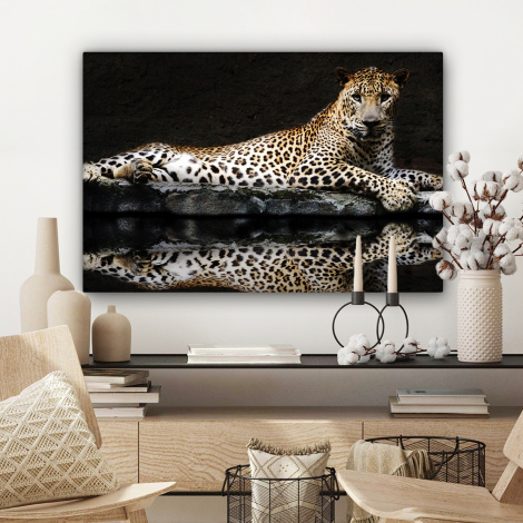 Leinwandbild - Leopard - Wasser - Wald-3