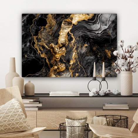 Leinwandbild - Marmor - Schwarz - Gold - Abstrakt-3