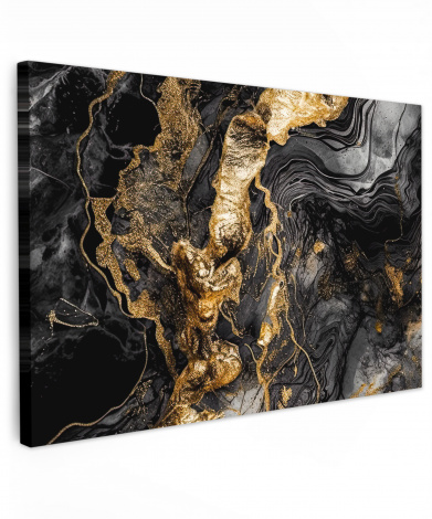Leinwandbild - Marmor - Schwarz - Gold - Abstrakt