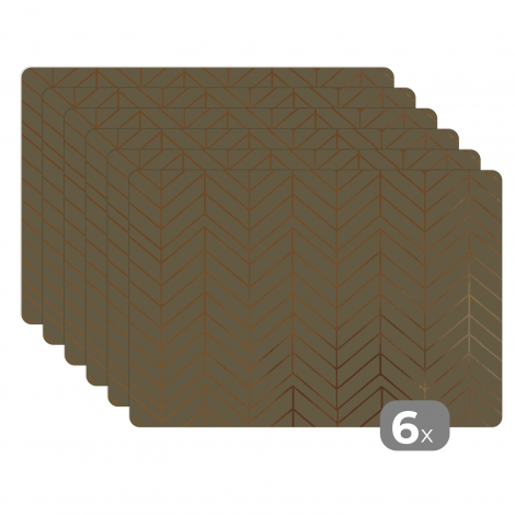Premium placemats (6 stuks) - Patronen - Lijn - Goud - Groen - 45x30 cm-thumbnail-1