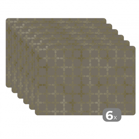 Tischset (6er Set) - Muster - Grau - Gold - 45x30 cm