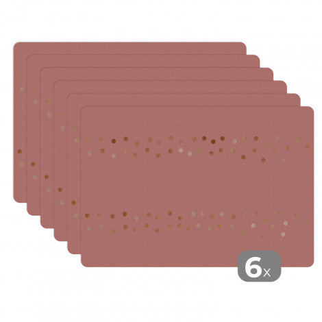 Premium placemats (6 stuks) - Patronen - Goud - Roze - 45x30 cm-thumbnail-1