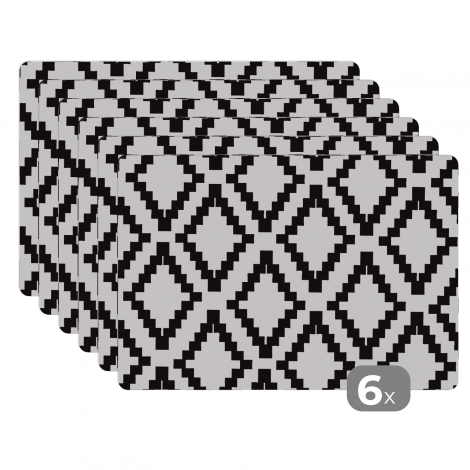 Tischset (6er Set) - Muster - Schwarz - Weiß - Luxus - 45x30 cm