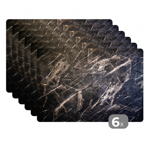 Premium placemats (6 stuks) - Marmer - Zwart - Wit - 45x30 cm