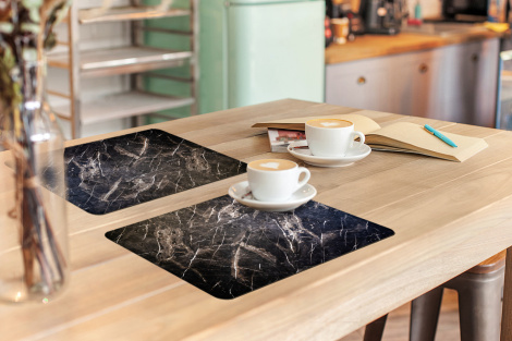 Premium placemats (6 stuks) - Marmer - Zwart - Wit - 45x30 cm-3