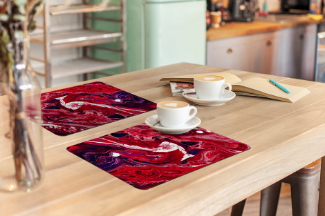 Tischset (6er Set) - Aquarell - Farbe - Rosa - Magenta - 45x30 cm-3