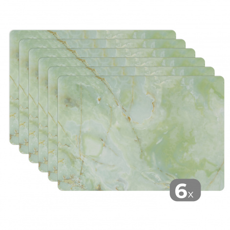Premium placemats (6 stuks) - Marmer - Jade - Groen - 45x30 cm-thumbnail-1