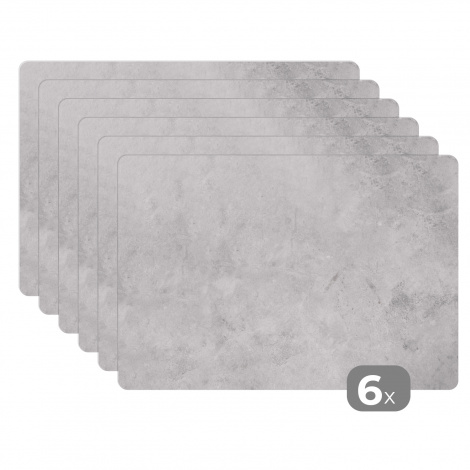 Premium placemats (6 stuks) - Marmer - Textuur - Grijs - 45x30 cm