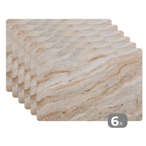 Premium placemats (6 stuks) - Marmer - Stenen - Kwarts - Textuur - 45x30 cm-1