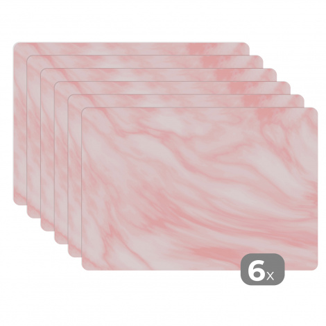 Premium placemats (6 stuks) - Marmer - Roze - Wit - Luxe - 45x30 cm-thumbnail-1