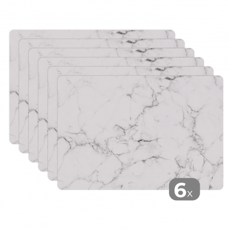 Tischset (6er Set) - Marmor - Weiß - Grau - Luxus - 45x30 cm-1