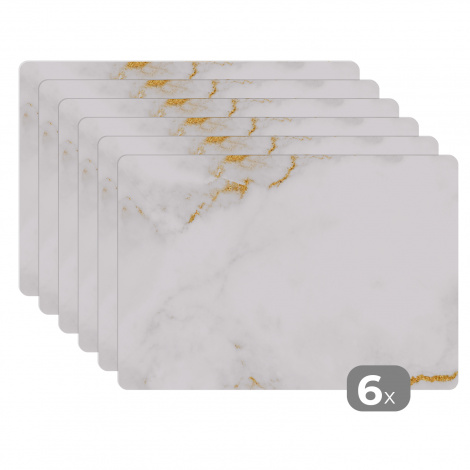 Tischset (6er Set) - Marmor - Gold - Weiß - Luxus - 45x30 cm