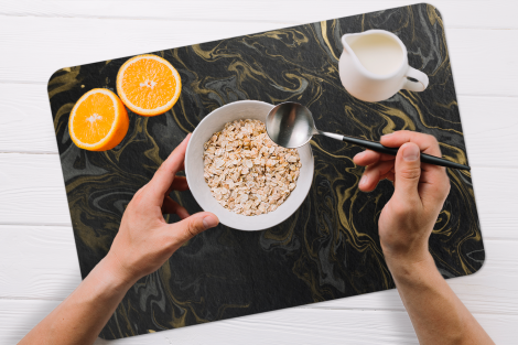Premium placemats (6 stuks) - Marmer - Textuur - Grijs - Goud - 45x30 cm-2
