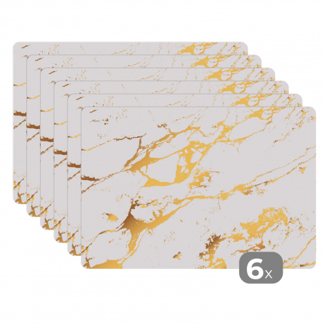Premium placemats (6 stuks) - Marmer - Wit - Goud - Luxe - 45x30 cm-1