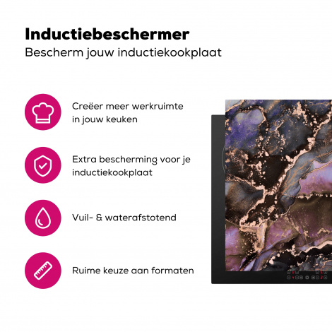 Inductiebeschermer - Marmer - Goud - Roze-3