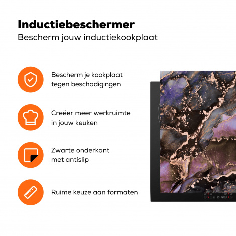 Inductiebeschermer - Marmer - Goud - Roze-3