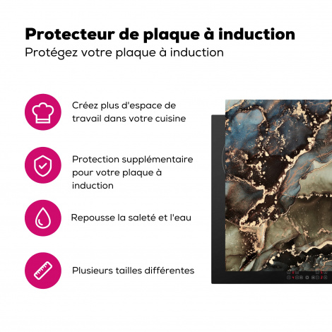 Protège-plaque à induction - Marbre - Or - Vert-3