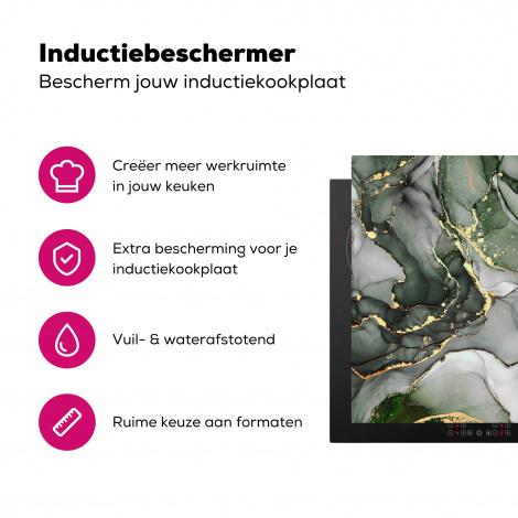 Inductiebeschermer - Luxe - Marmer - Groen-3