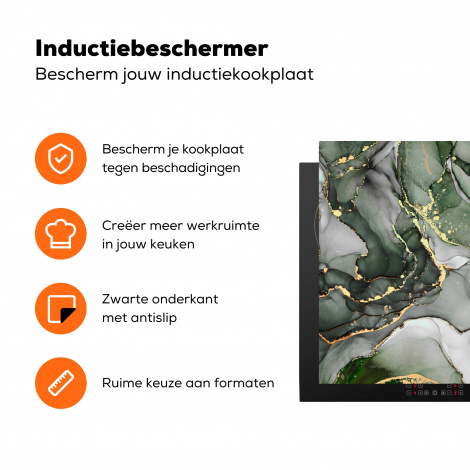 Inductiebeschermer - Luxe - Marmer - Groen-3