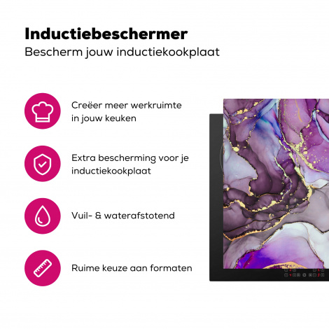Inductiebeschermer - Marmer - Roze - Paars - Gold-3