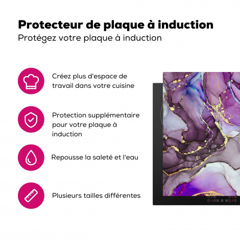 Protège-plaque à induction - Marbre - Rose - Violet - Or-3